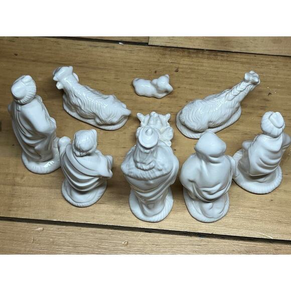 9 Piece White Ceramic Christmas Nativity Scene Set Figures. Faith. Jesus. - Picture 2 of 7